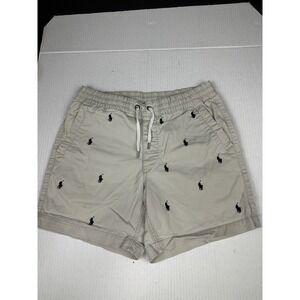 Polo Ralph Lauren Multi-Pony Drawstring Shorts - Tan - All Over Print Blue Pony